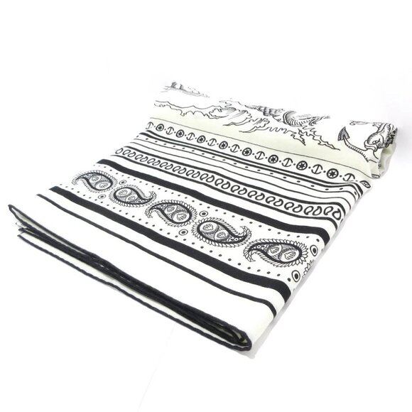 Auth HERMES Carre Geant/Carres 140 - Cream Black Cashmere Silk Scarf - Picture 1 of 6